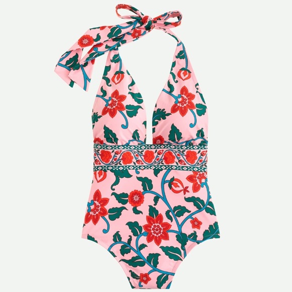 J. Crew Other - J. CREW Plus Size Halter One-Piece Swimsuit in Floral Block Print 22